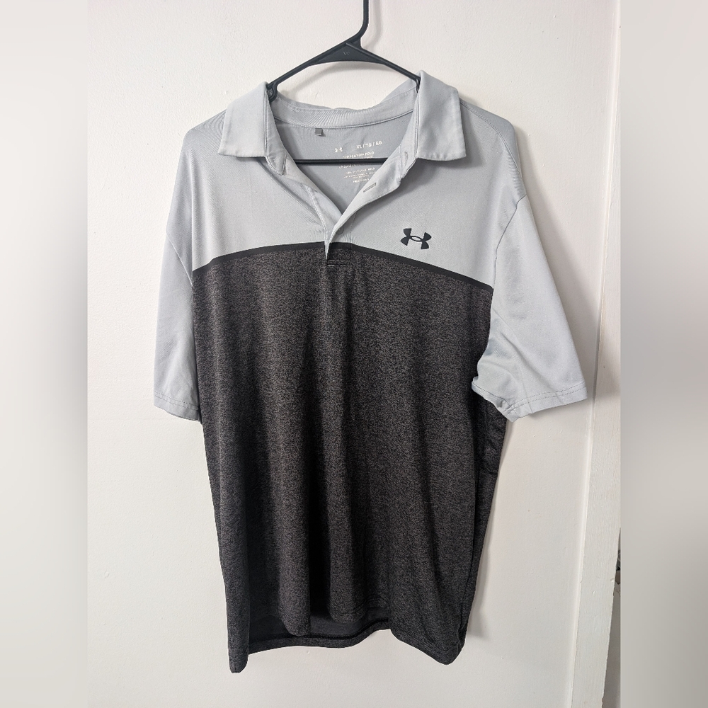 Under Armour Mens Heatgear Playoff Polo Black And‎ Gray Size XL